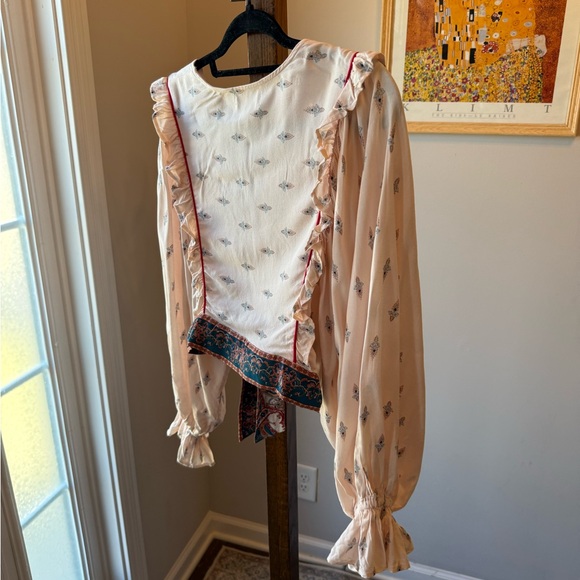 Bohemian Cream and Red Women's Top - Picture 7 of 7